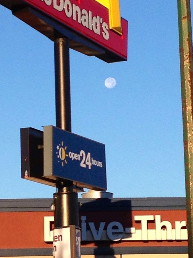Nan in the moon at McD's....